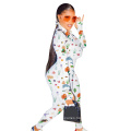 Fancy Good Quality Fall Autumn Fashion Sexy Neon Animal Print Sleeve Warm Jumpsuit Woman